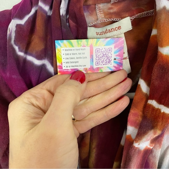 Sundance Geode Tie Dye Wrap Top Cardigan Womens XS Small Cotton Magenta Orange - Picture 13 of 16